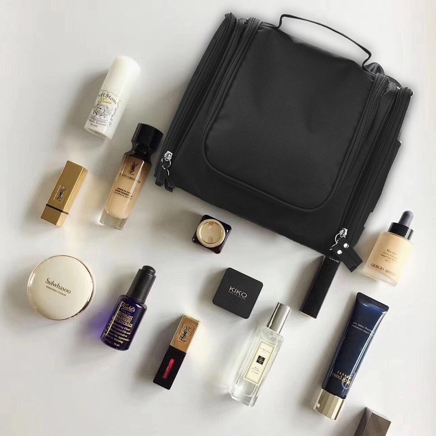 Polyester Toiletry Cosmetic Makeup Bag For Women, Travel Organizer Waterproof Shower Wash Bag, Travel Kit Pack With Hanging Hook, Travel Essentials Pouch